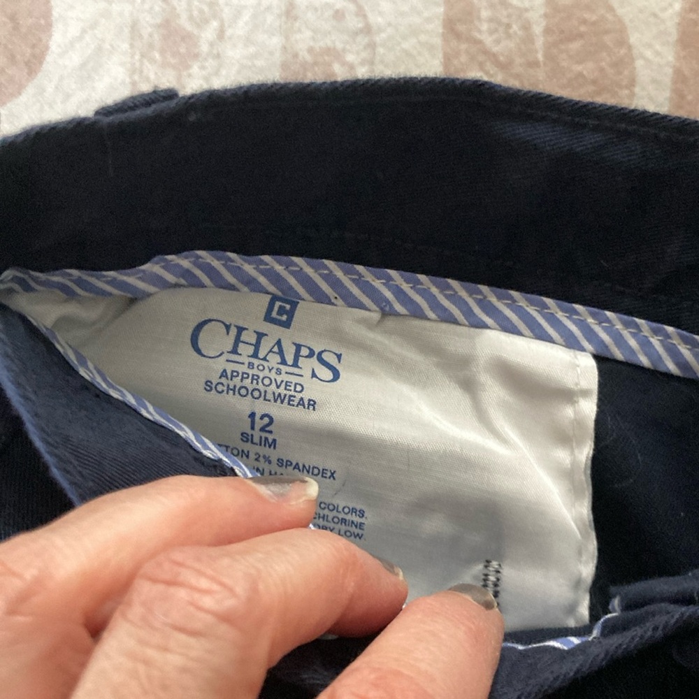 Chaps boys navy school pants. New. Size 12 slim